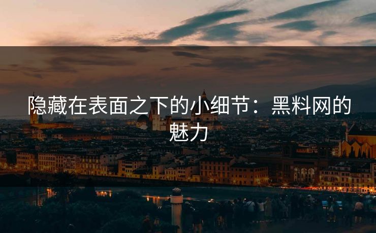 隐藏在表面之下的小细节：黑料网的魅力