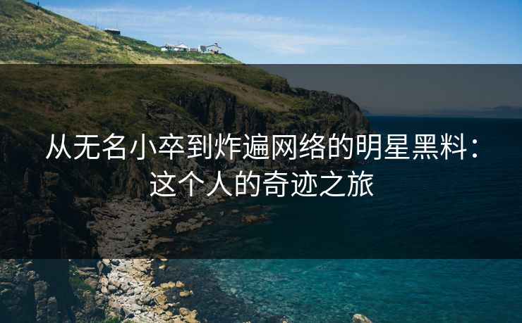 从无名小卒到炸遍网络的明星黑料：这个人的奇迹之旅